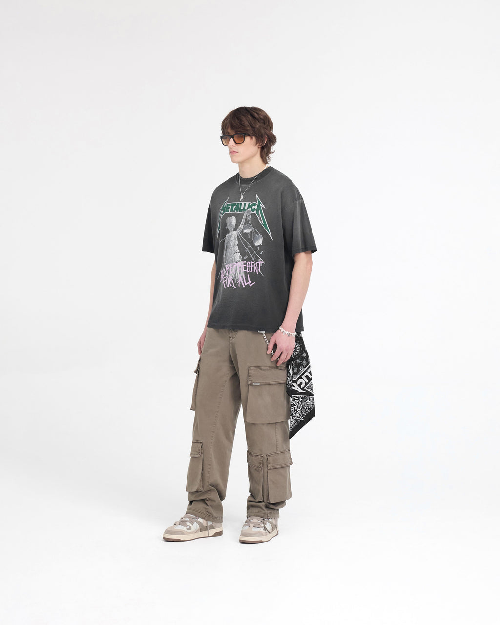 Represent X Metallica Justice T-Shirt - Stained Black