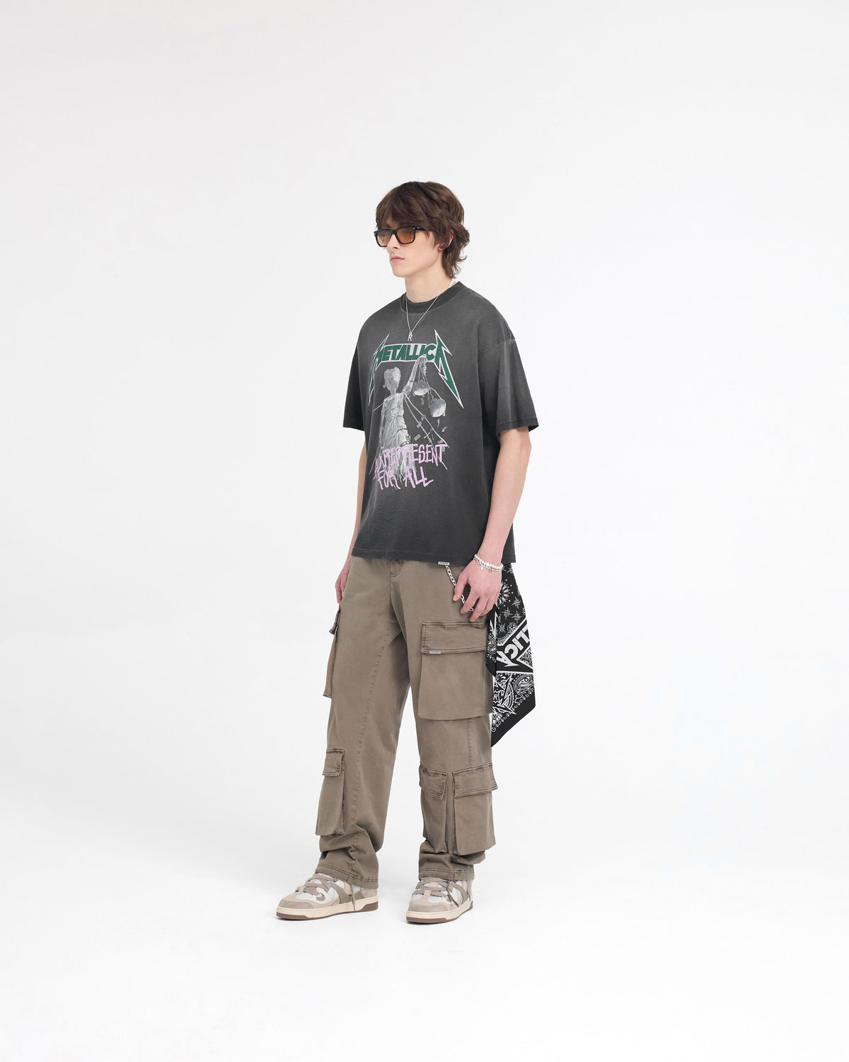 Represent X Metallica Justice T-Shirt - Stained Black