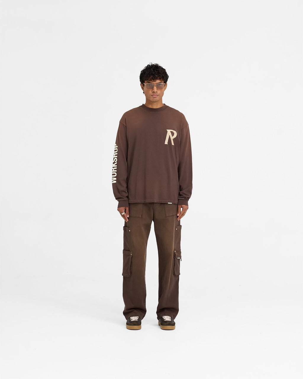 Masking Tape Initial Long Sleeve T-Shirt - Cedar