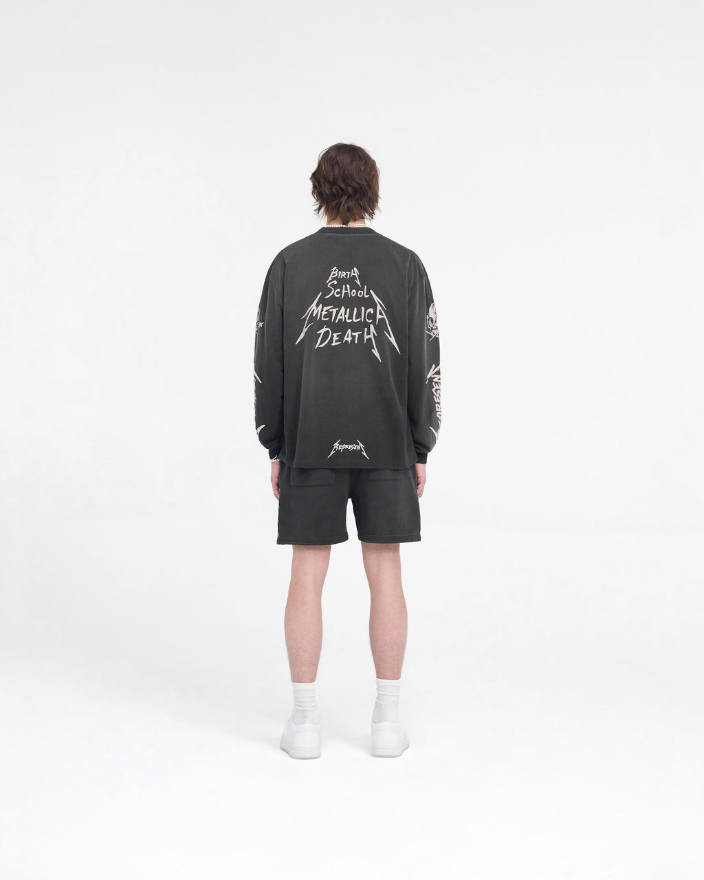 Represent X Metallica Garage Inc Long Sleeve T-Shirt - Stained Black