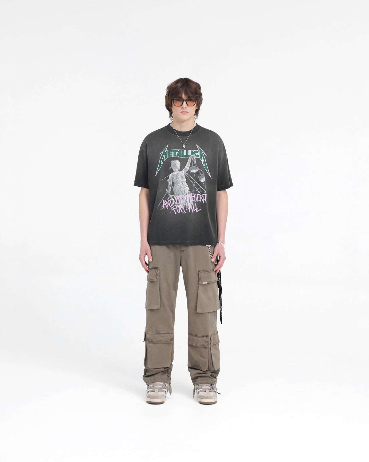 Represent X Metallica Justice T-Shirt - Stained Black