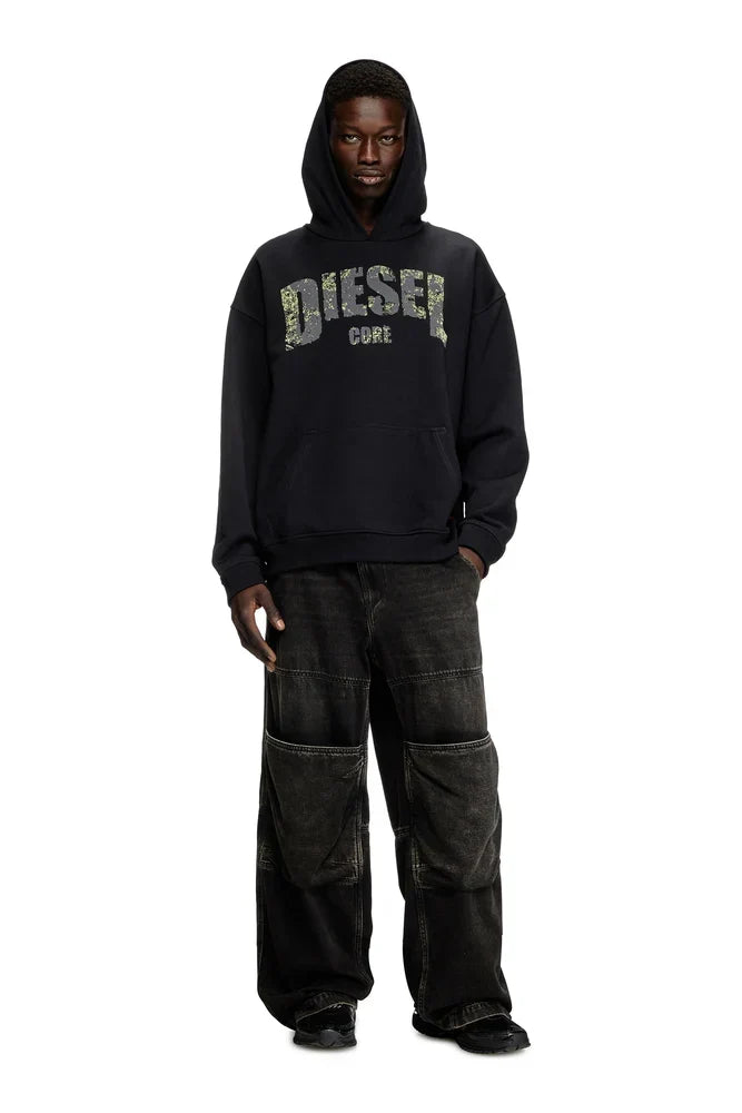 Diesel Hoodie with destroyed-effect logo print - view 3