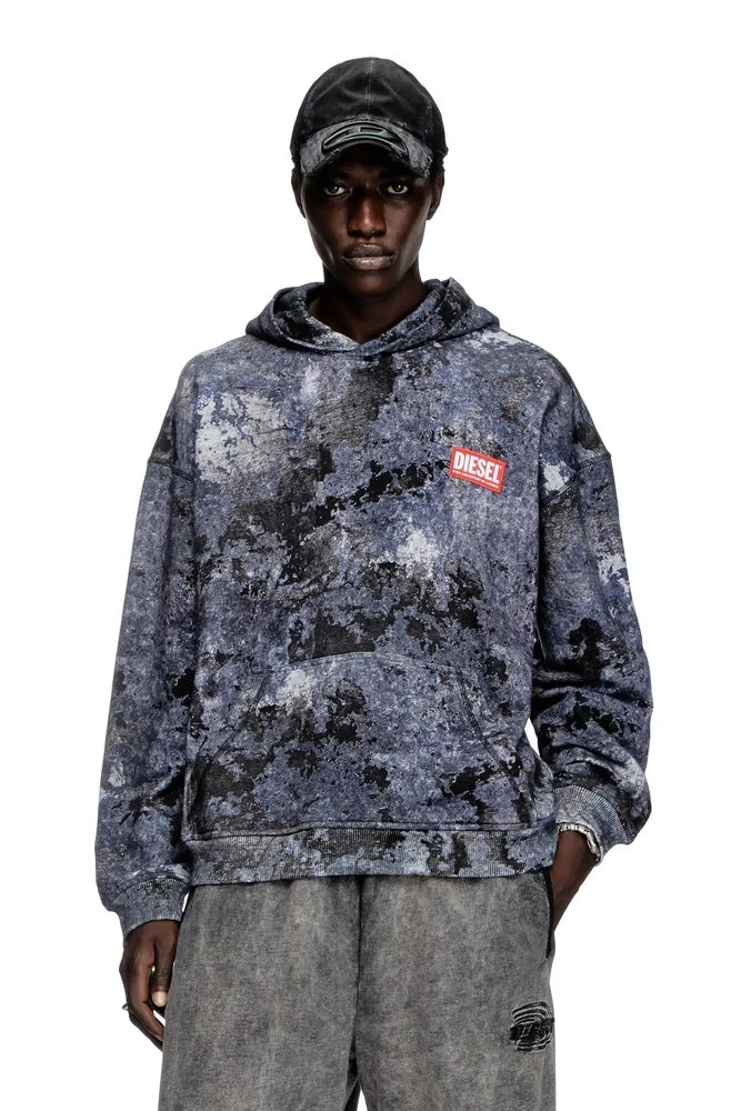 Diesel Marble-effect burnout hoodie