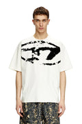 T-shirt with distressed flocked logo