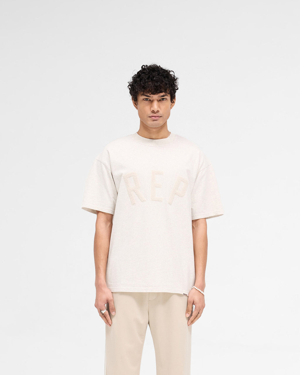 Rep Applique T-Shirt - Cream Marl
