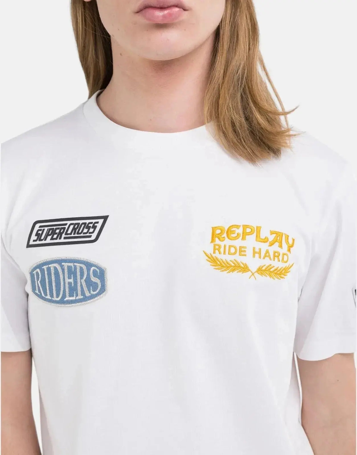 Replay Ride Hard Badges T-Shirt White