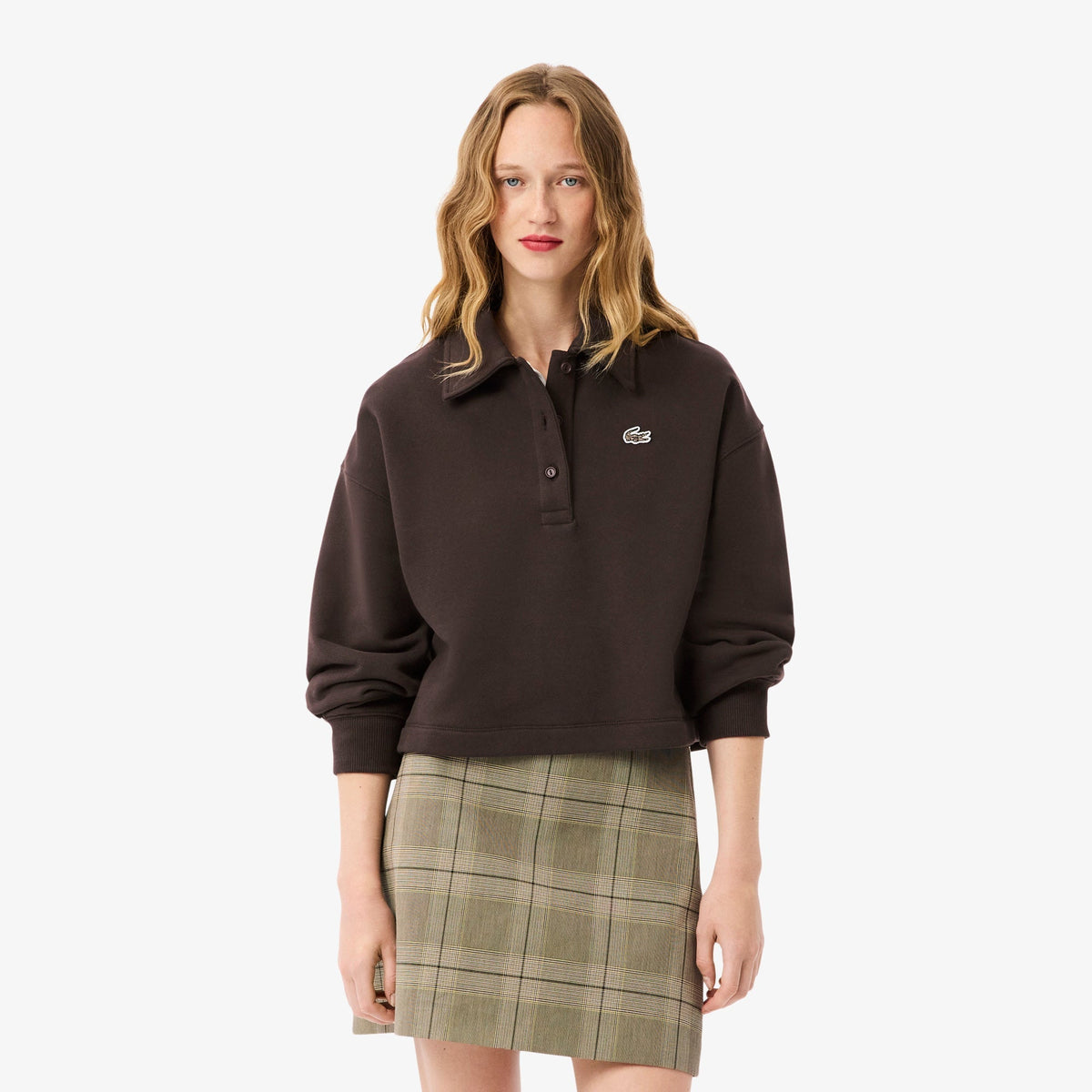Lacoste Oversized Fleece Polo Collar Sweatshirt
