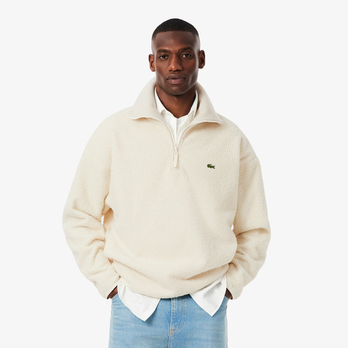 Lacoste High Zipped Neck Polar Fleece Sweatshirt