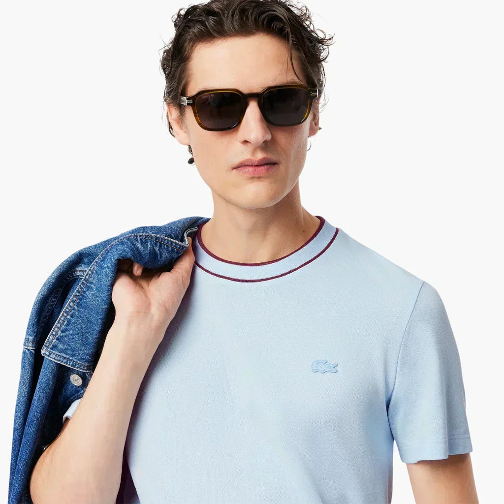 Stretch Piqué Stripe Collar T-Shirt