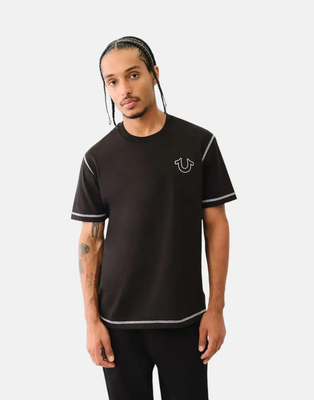 True Religion Flatlock Black T-Shirt