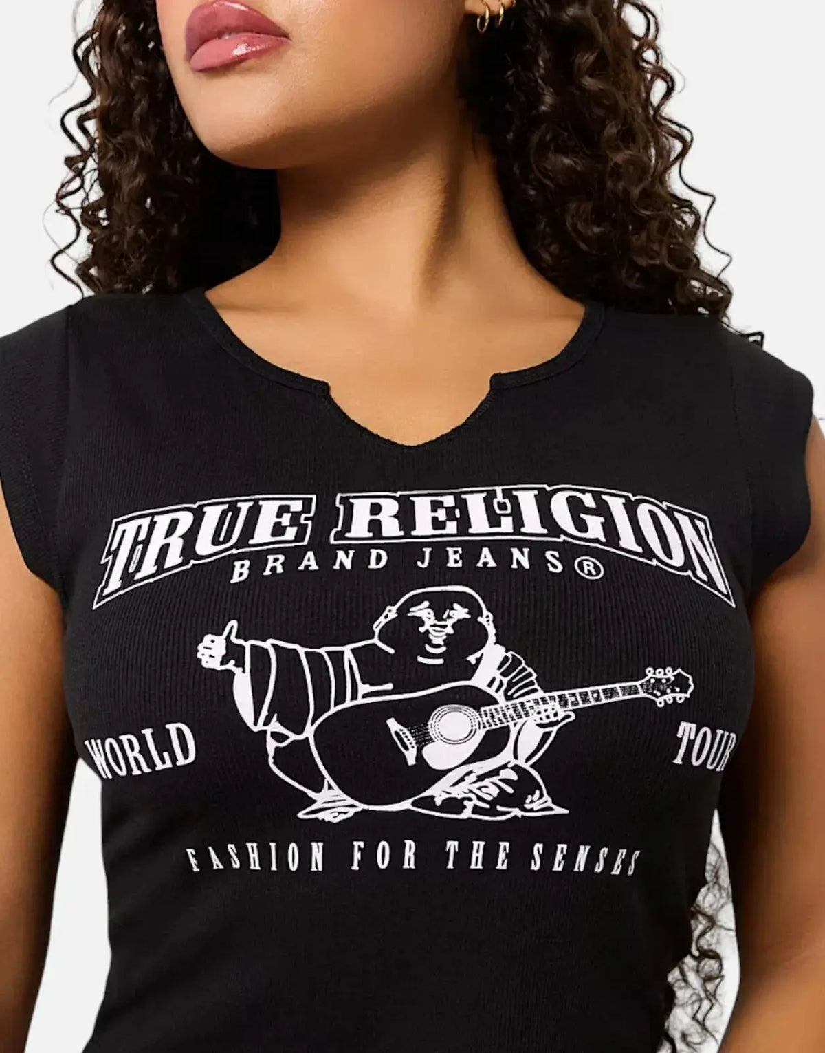 True Religion Notch Rib T-Shirt Black