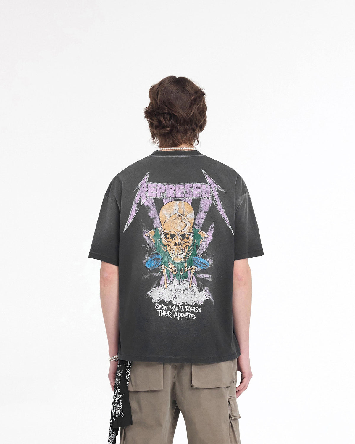 Represent X Metallica Justice T-Shirt - Stained Black