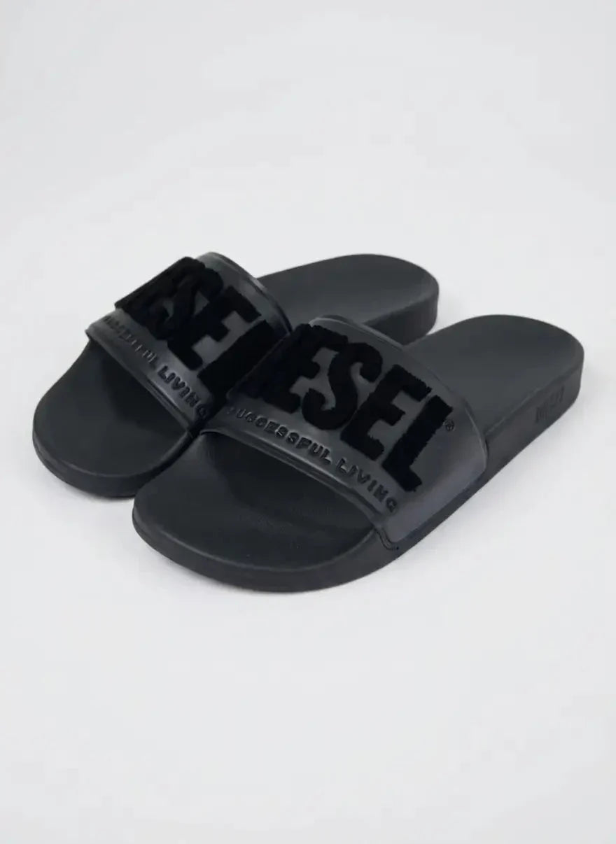 Diesel SA Mayemi Flock Slides Black