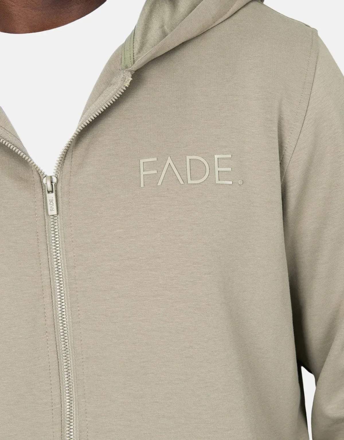 Fade Essential Zip Hooded Taupe Sweatshirt - view 3
