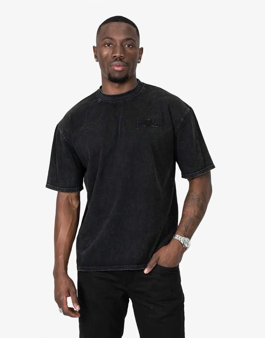 Fade Signature Washed Boxy Fit Grey T-Shirt
