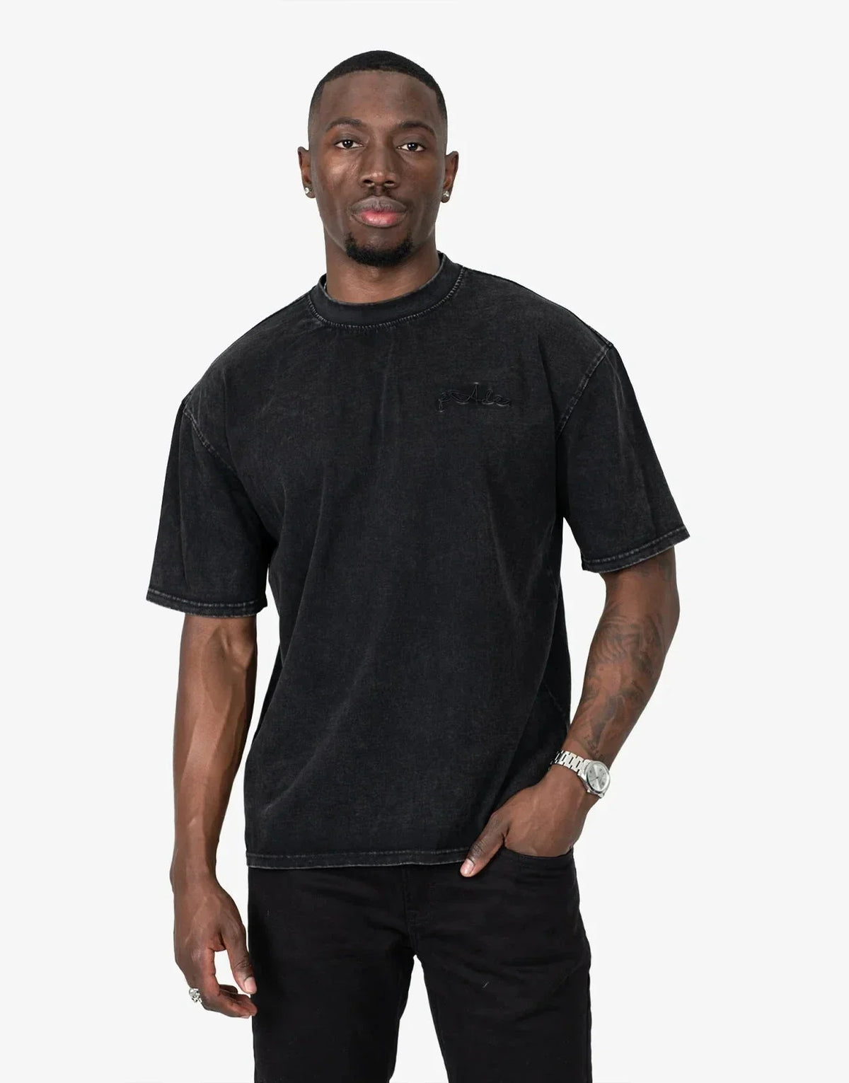 Fade Signature Washed Boxy Fit Grey T-Shirt