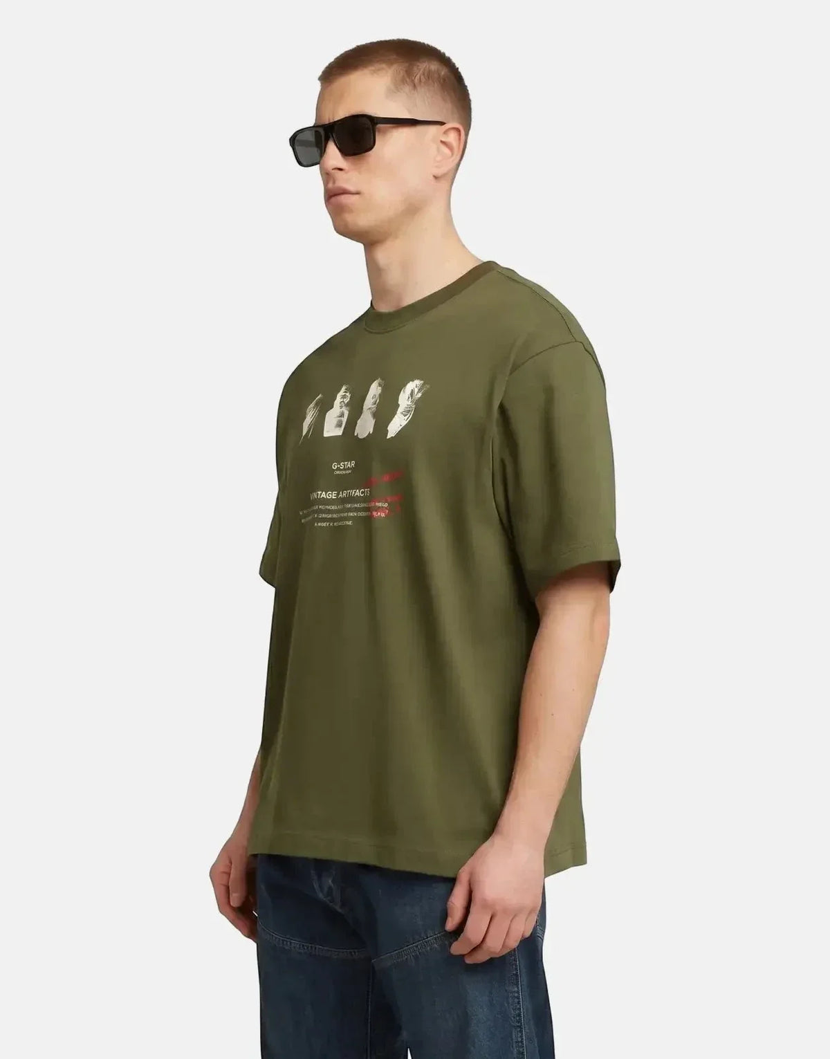 G-Star RAW Artifacts Boxy Shadow Olive T-Shirt - view 3