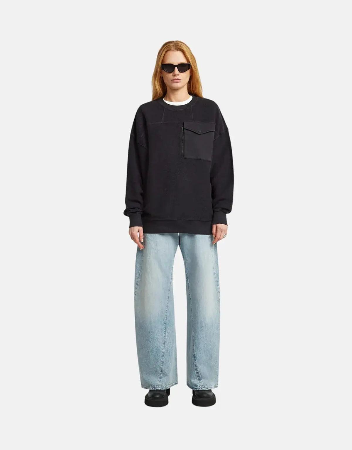 G-Star RAW Multi Pocket Mix Loose Cropped Black Sweater - view 4