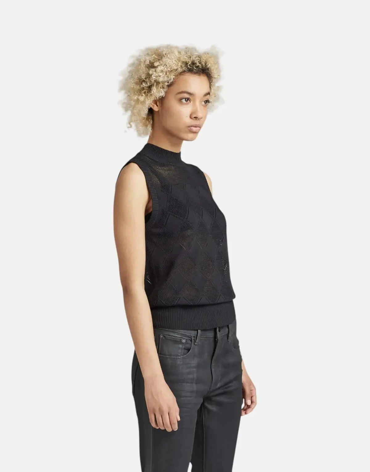 G-Star RAW Pointelle Mock Knitted Caviar Sweater - view 2