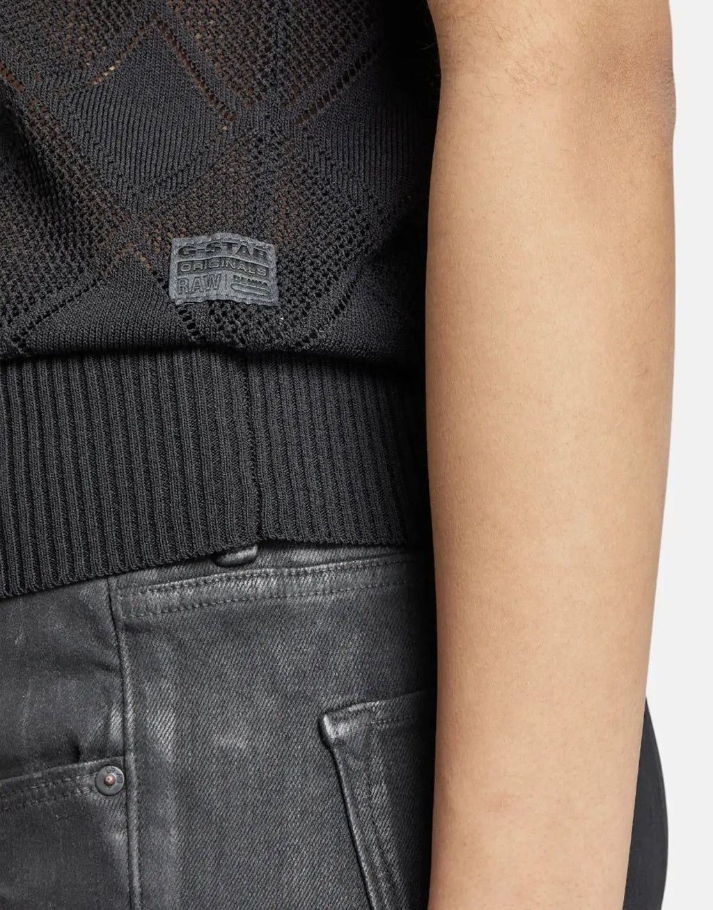 G-Star RAW Pointelle Mock Knitted Caviar Sweater - view 4