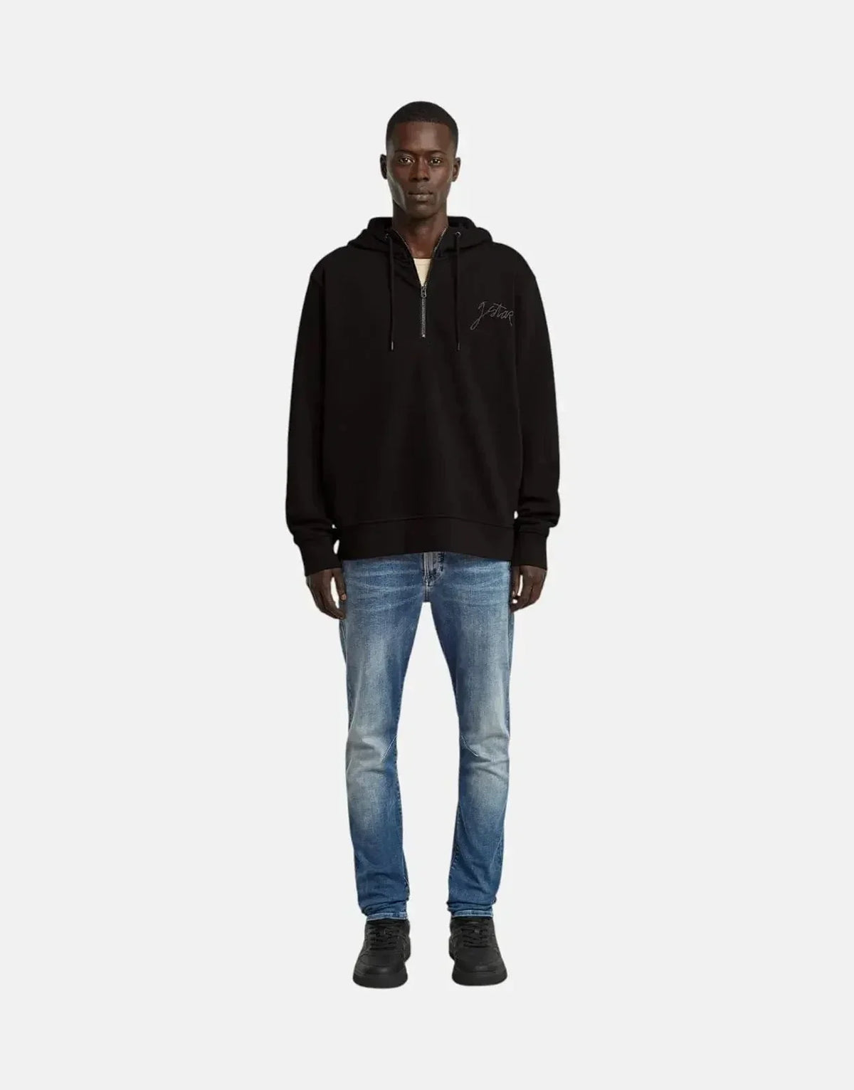 G-Star RAW Script Half Zip Black Hooded Sweatshirt - view 4