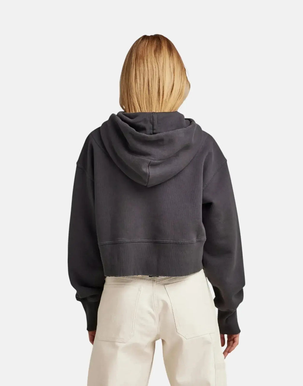 G-Star RAW Vintage Cropped Graphic Loose Hooded Grey Sweater - view 3