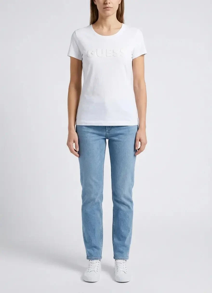 Guess Logo Sequins White T-Shirt