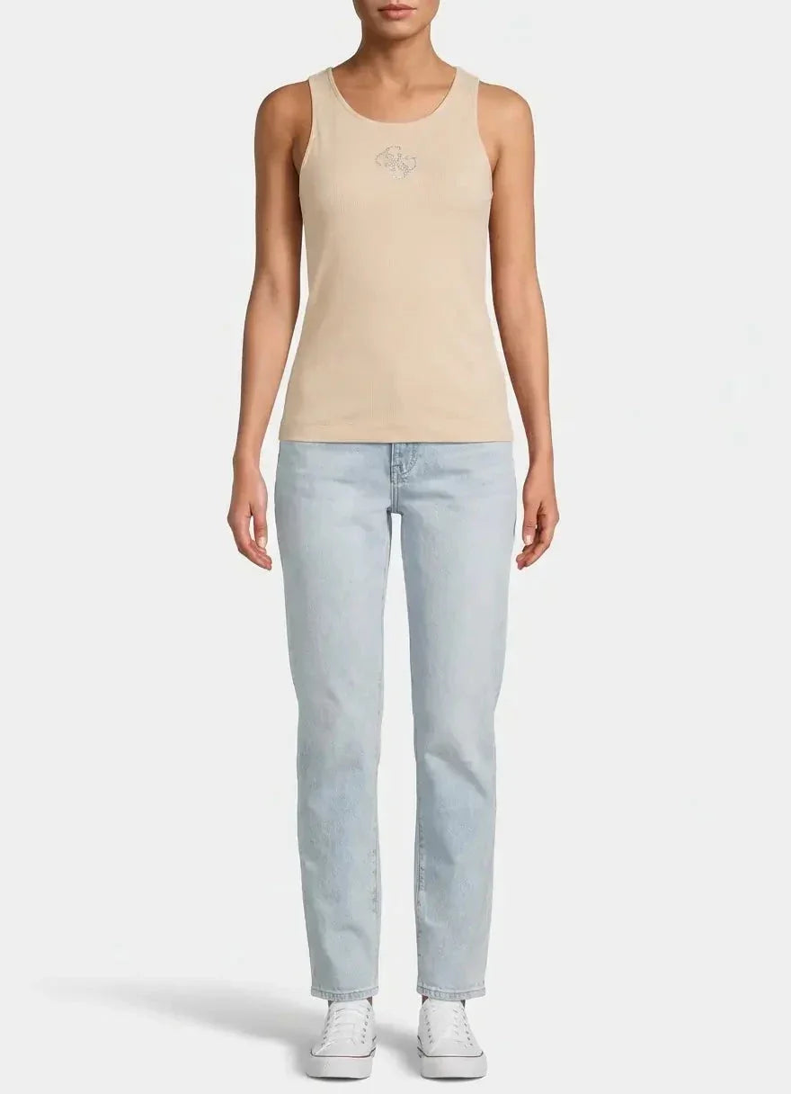 Guess Round Neck Guendalina Light Brown Top