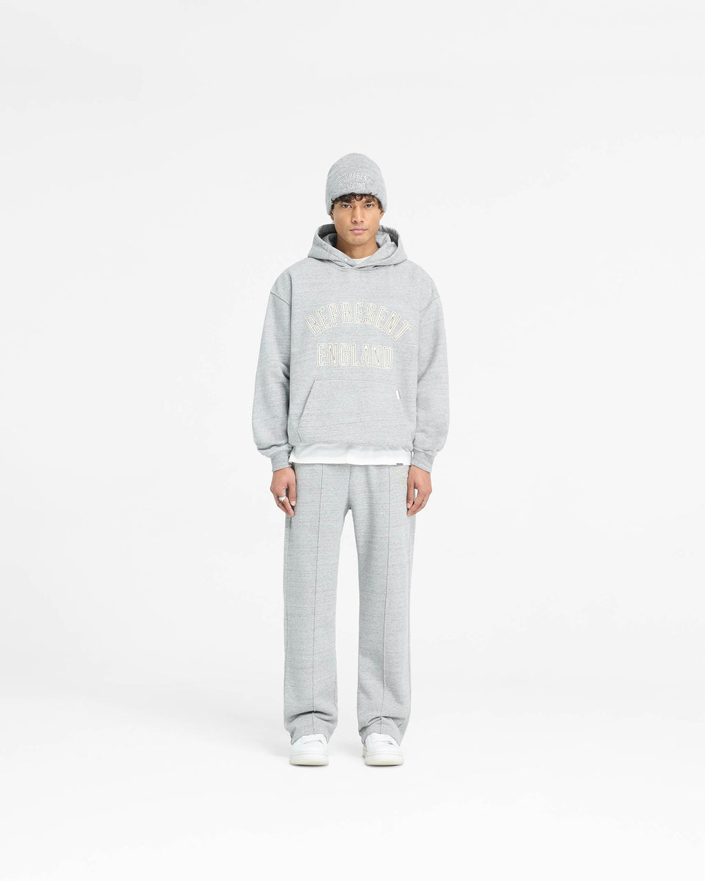 England Applique Hoodie - Grey Marl