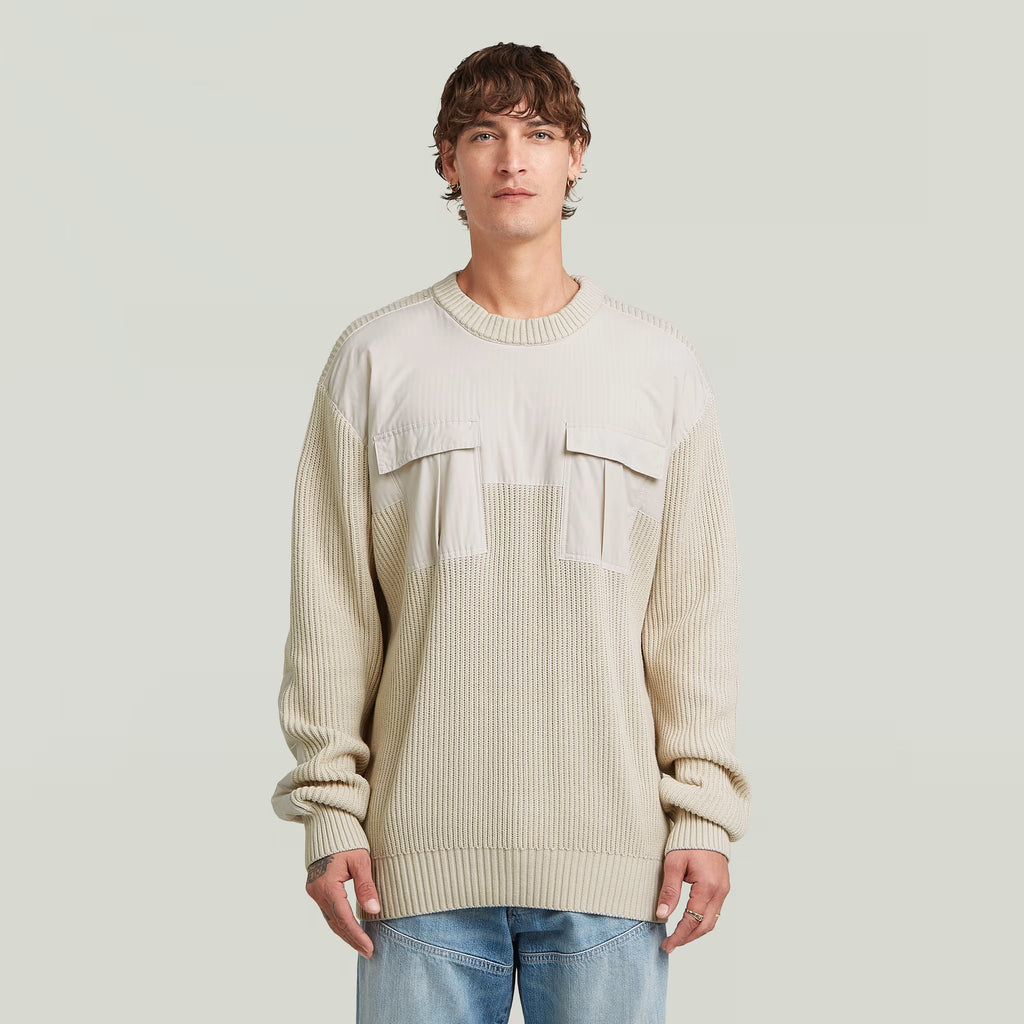 G-Star RAW Woven Mix Whitebalt Knit Pullover