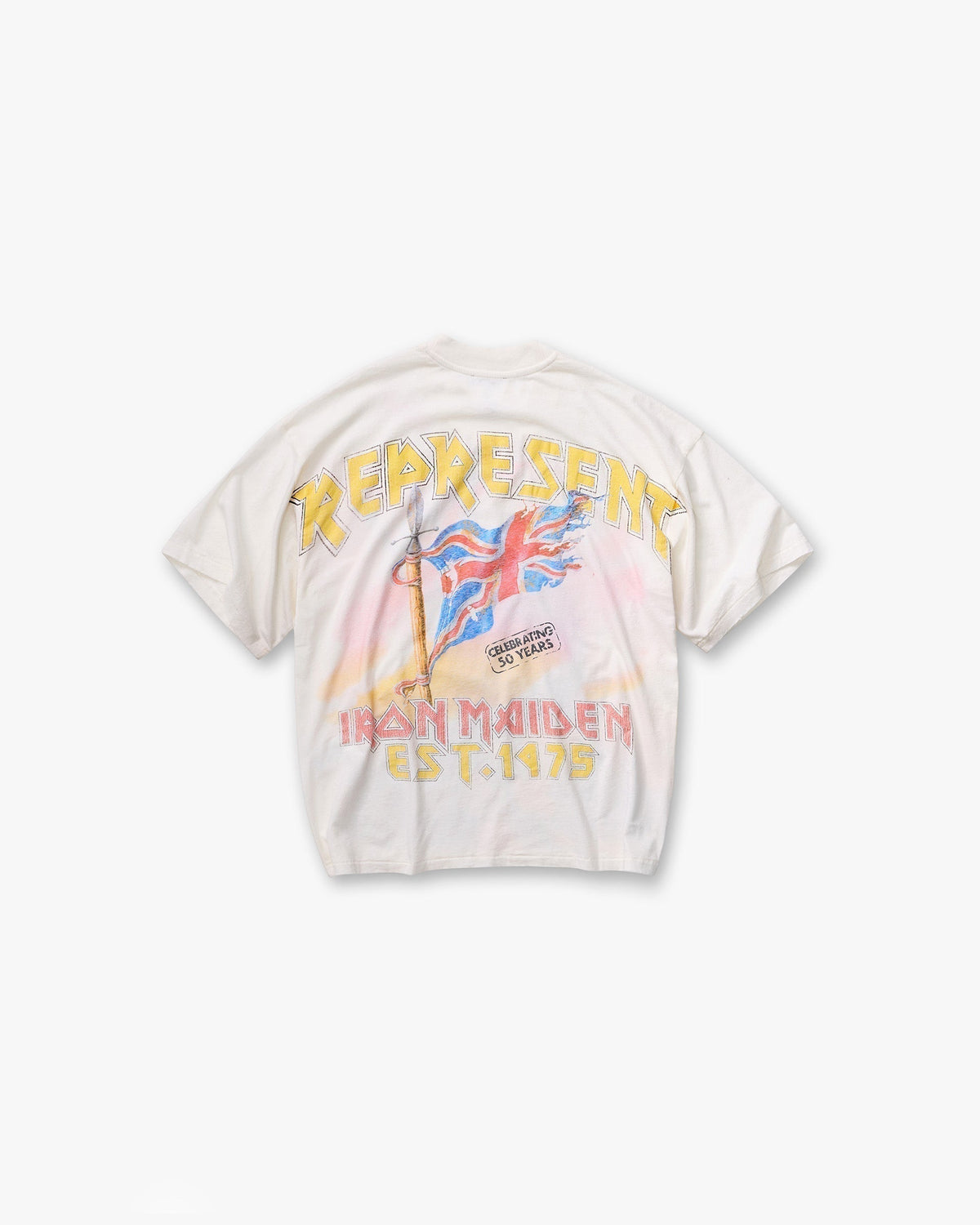 Represent X Iron Maiden Steed T-Shirt - Flat White