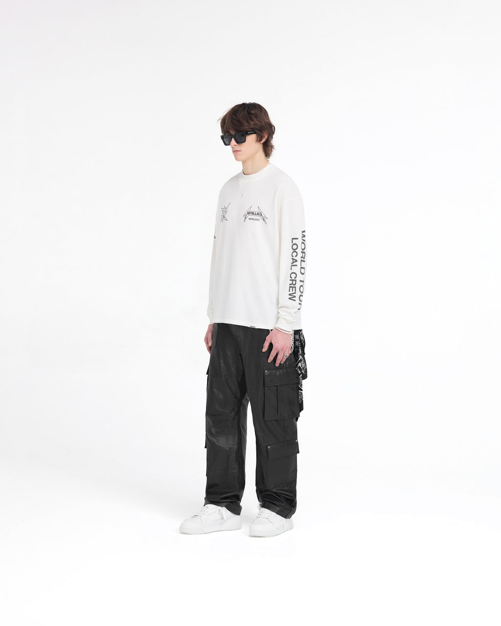 Represent X Metallica Local Crew Long Sleeve T-Shirt - Flat White