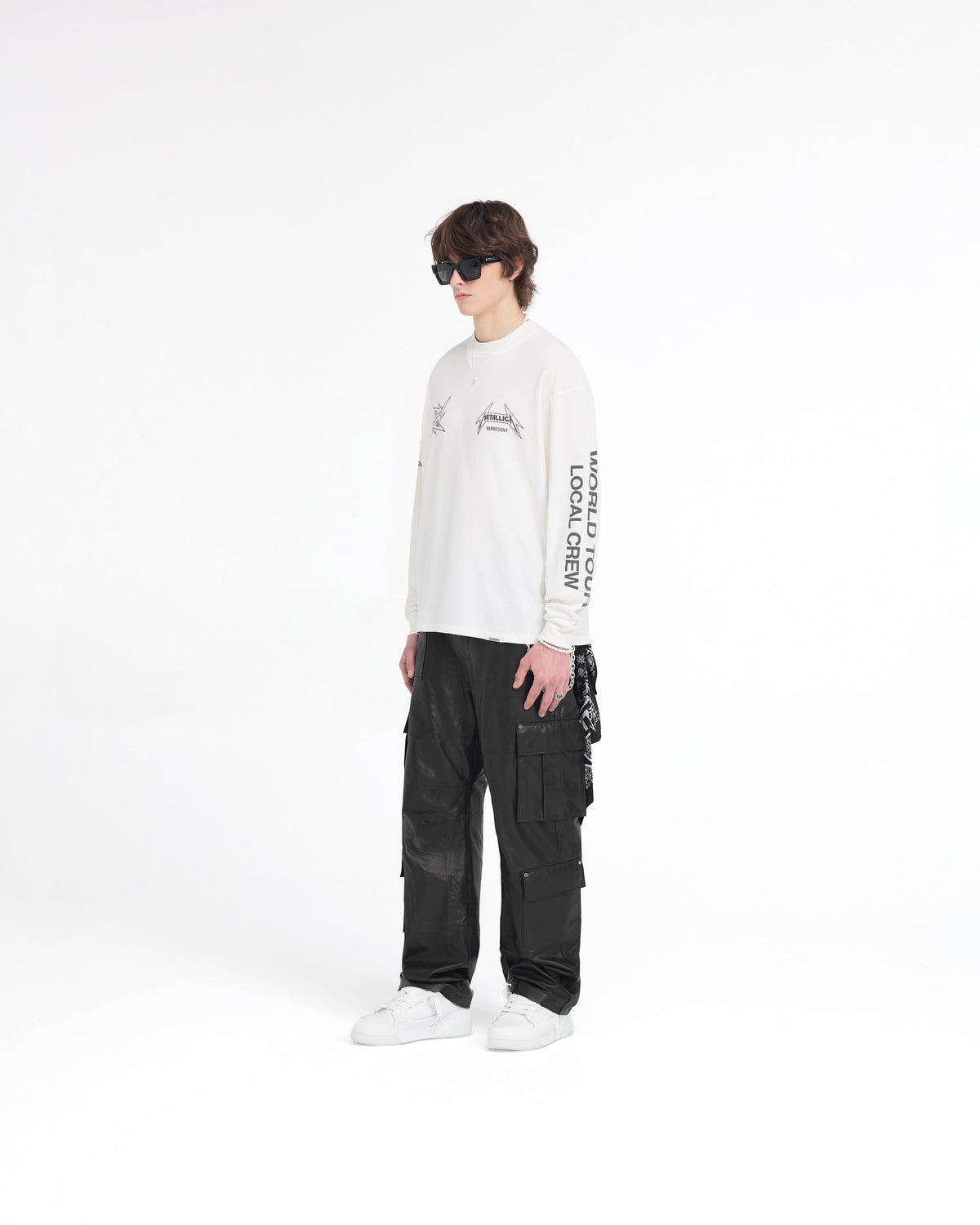 Represent X Metallica Local Crew Long Sleeve T-Shirt - Flat White
