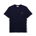 Lacoste Mens Branded Bands Crew Neck T-Shirt TH1207-166 Navy Blue