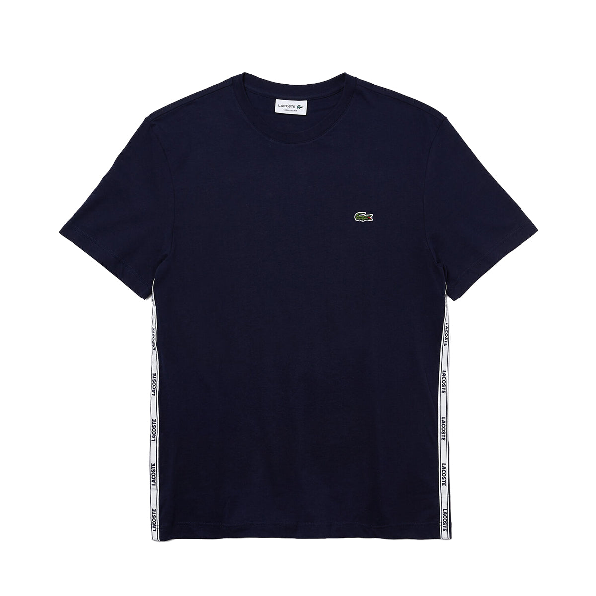 Lacoste Mens Branded Bands Crew Neck T-Shirt TH1207-166 Navy Blue
