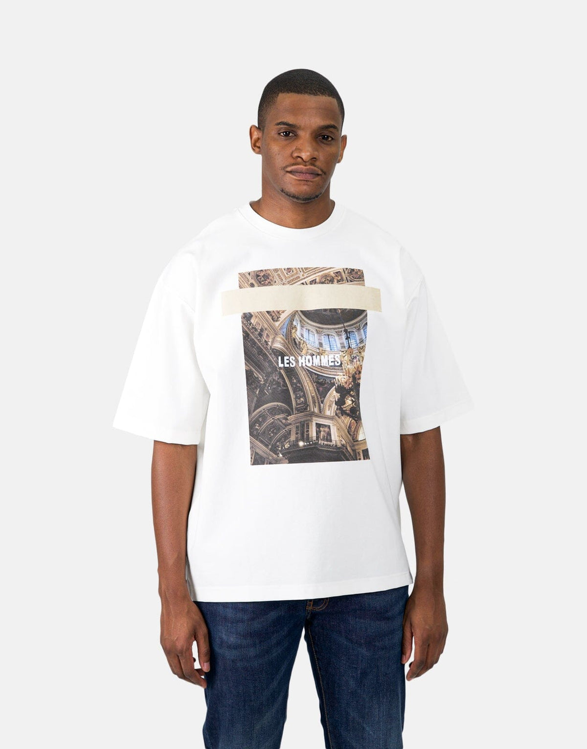 Les Homme Cathedral Print Oversized White T-Shirt