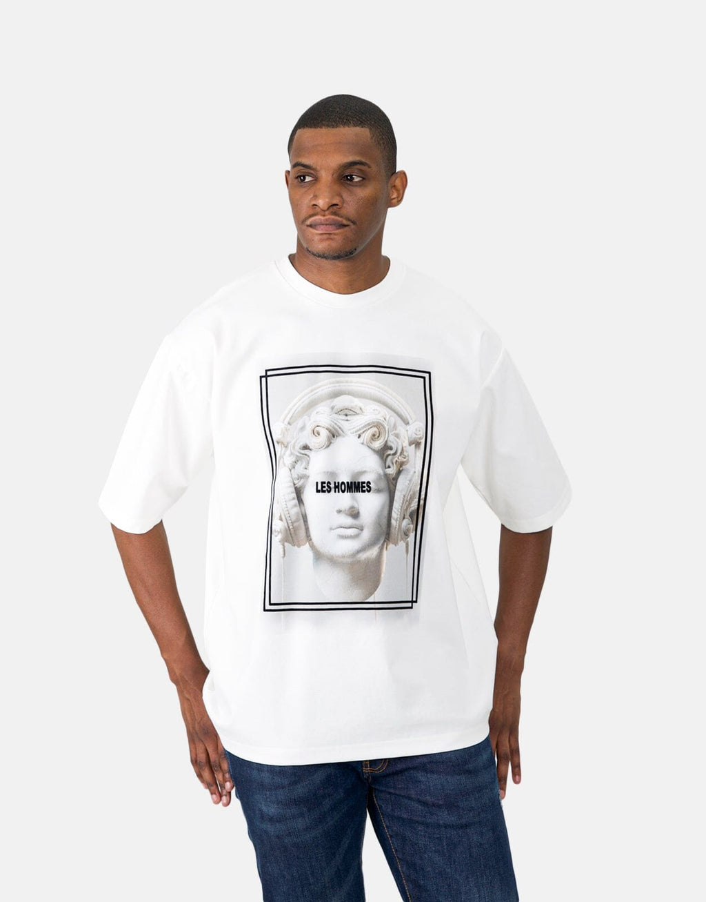 Les Homme Headphones Oversized White T-Shirt