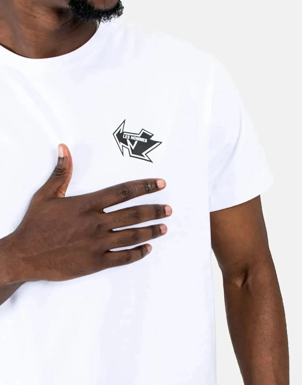 Les Hommes Arrow Back Print White T-Shirt - view 3