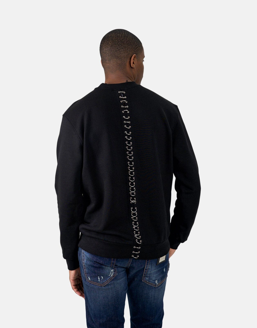 Les Hommes Black Label Back Piercing Black Sweatshirt - view 2