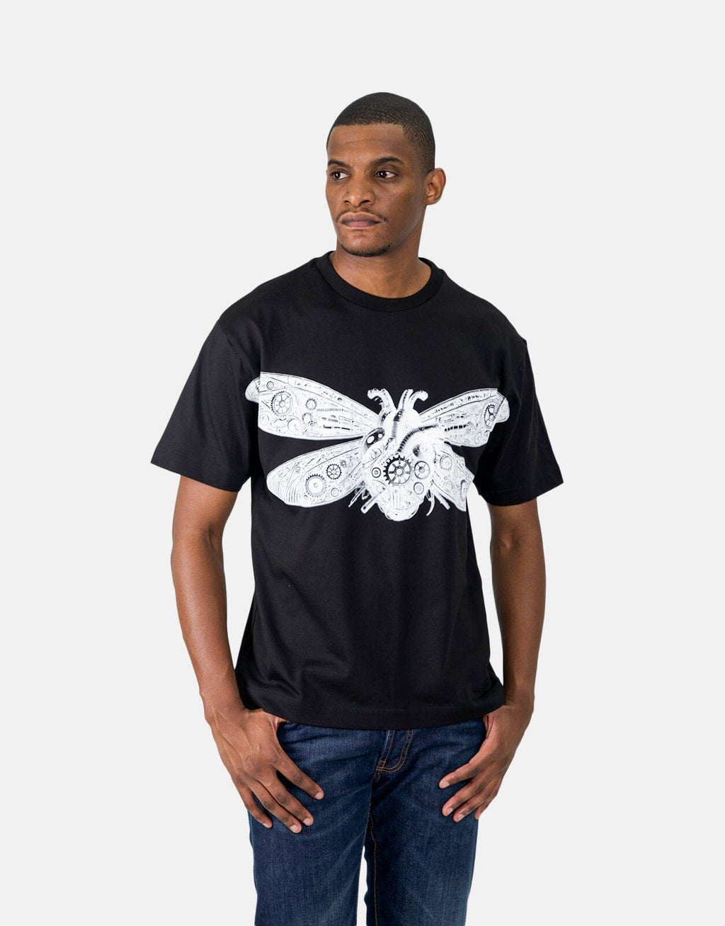 Les Hommes Black Label Dragonfly Black T-Shirt