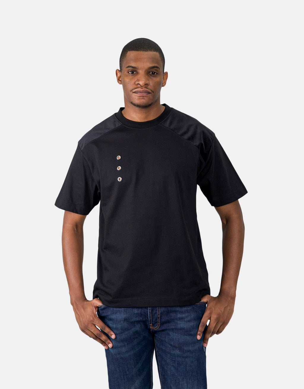 Les Hommes Black Label Eyelet Black T-Shirt