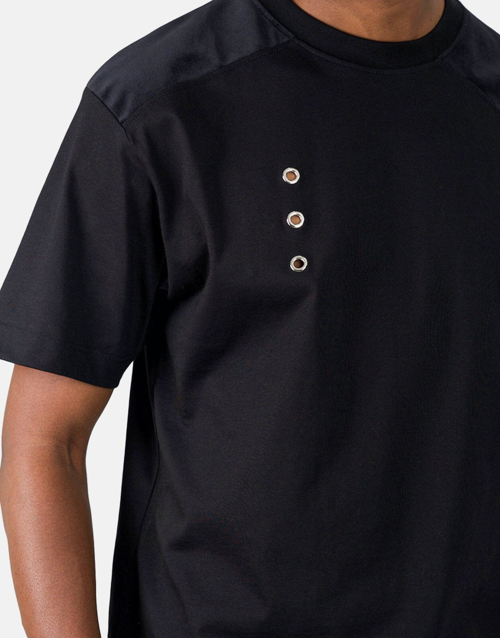 Les Hommes Black Label Eyelet Black T-Shirt - view 2
