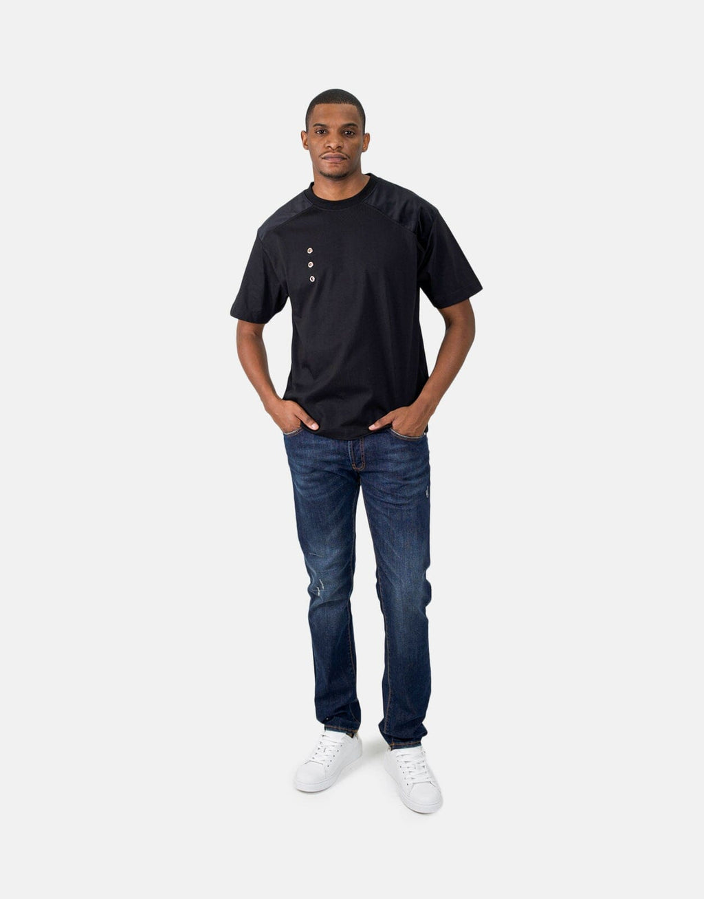 Les Hommes Black Label Eyelet Black T-Shirt - view 3