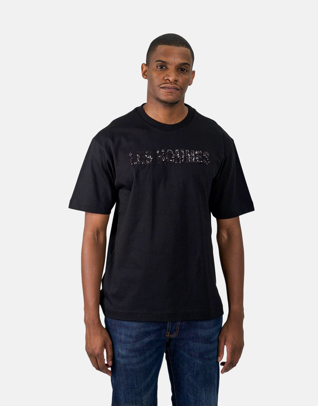 Les Hommes Black Label Paillettes Black T-Shirt
