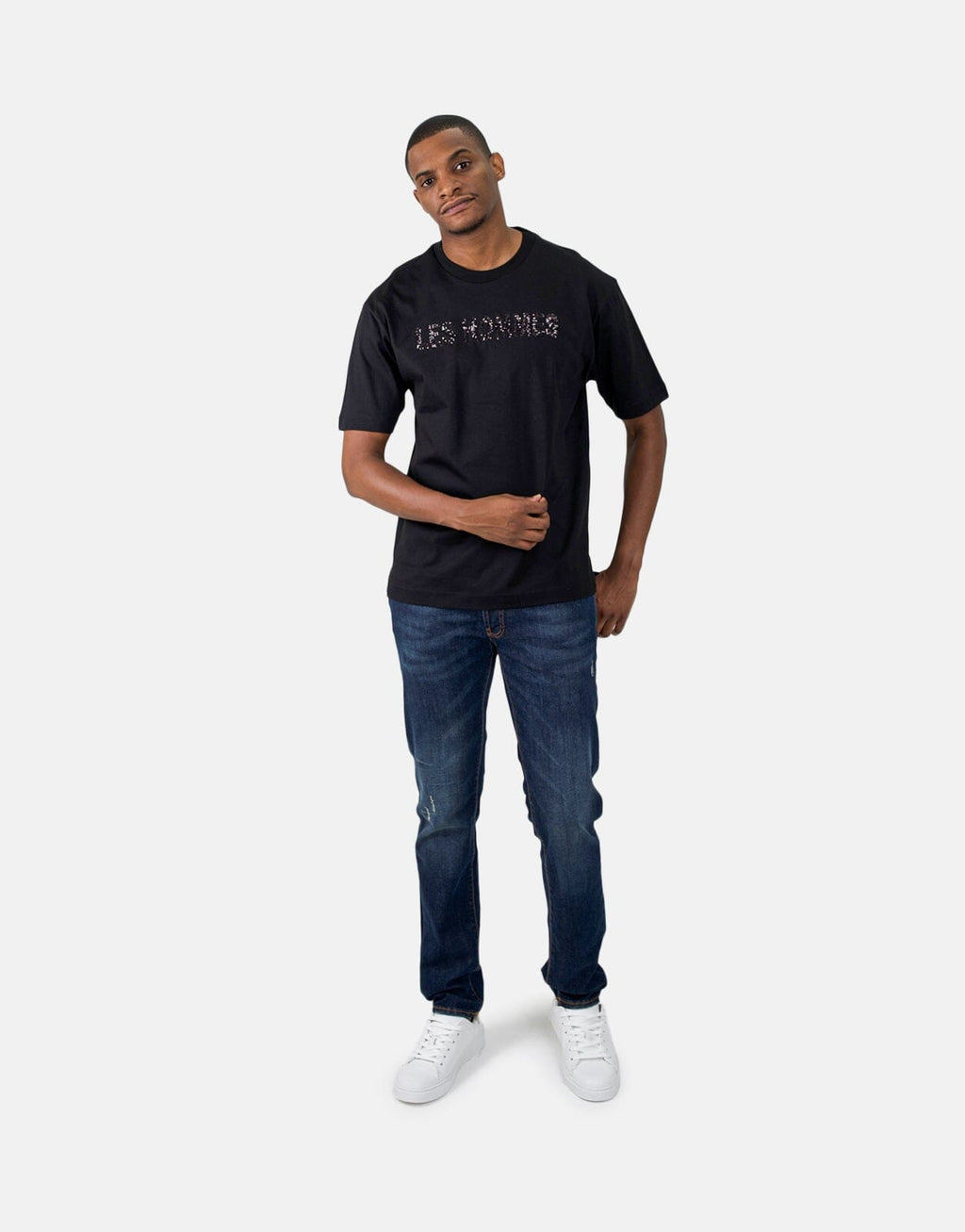 Les Hommes Black Label Paillettes Black T-Shirt - view 2