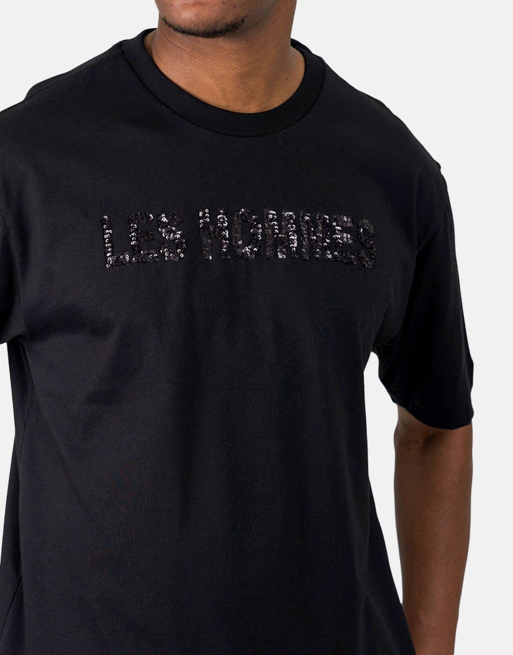 Les Hommes Black Label Paillettes Black T-Shirt - view 4