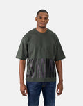 Les Hommes Bottom Print Mil Green T-Shirt