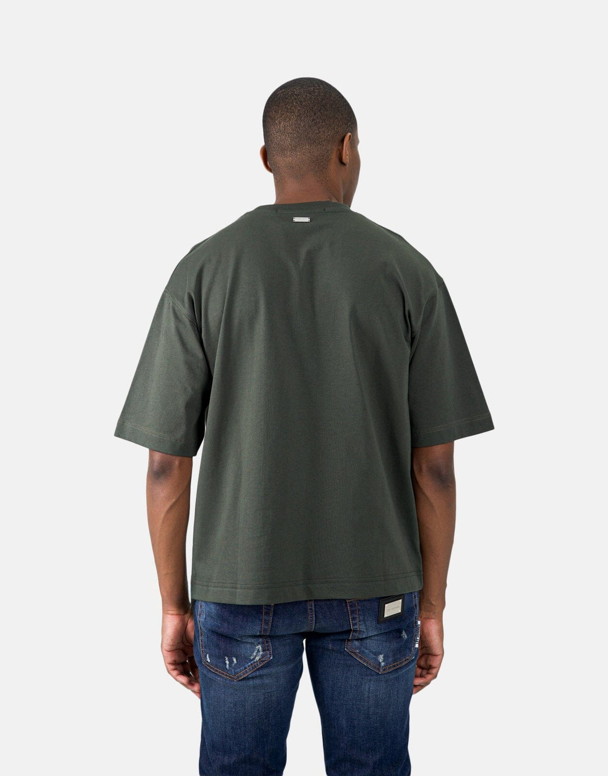 Les Hommes Bottom Print Mil Green T-Shirt - view 3