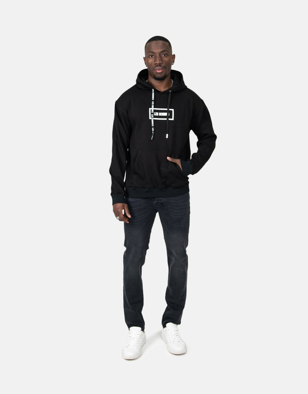 Les Hommes Box Print Black Hoodie - view 4