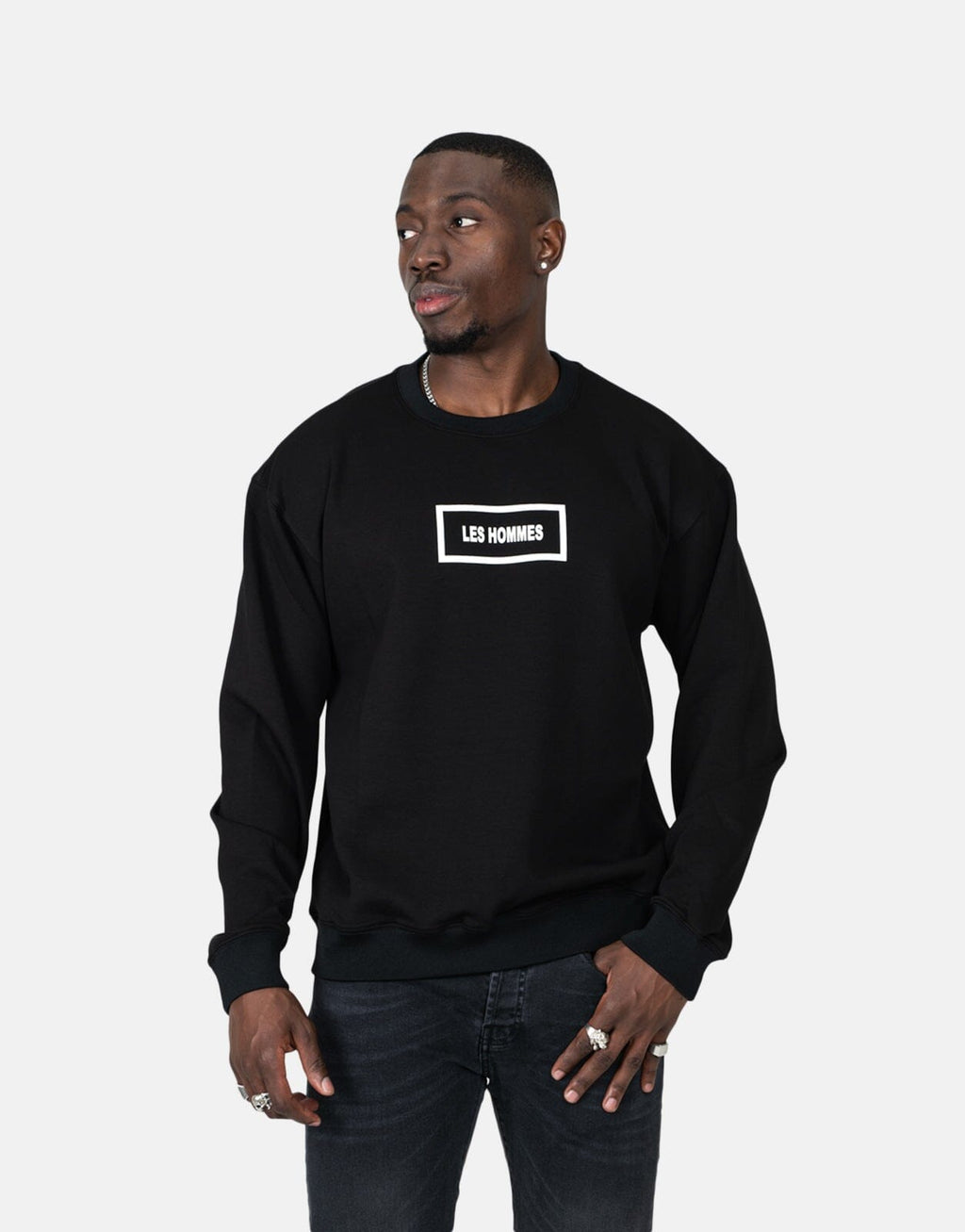Les Hommes Box Print Black Sweatshirt